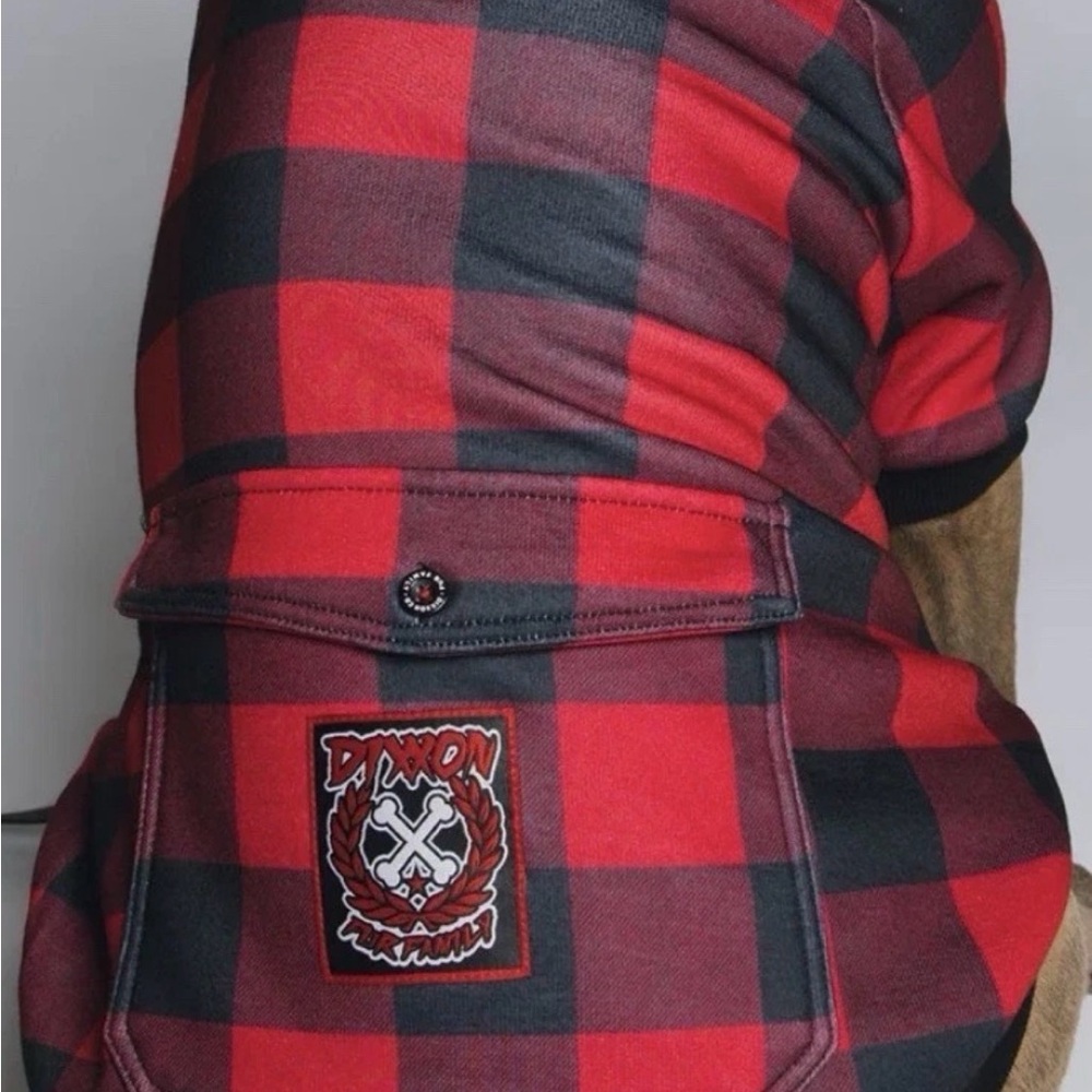 DIXXON Flannel Dog Hoodie “REDRUM” size Medium brand new with tags